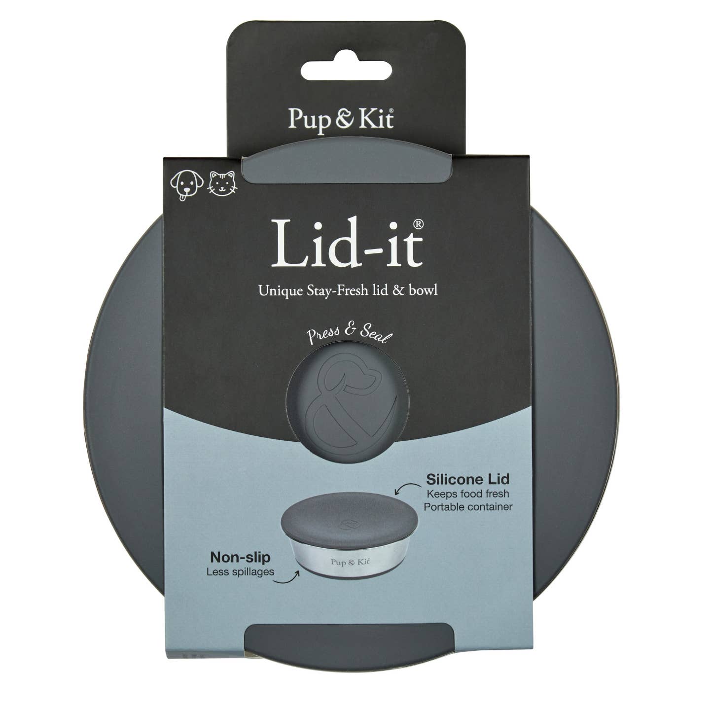 Pup & Kit Lid-it® Pet Bowl - Grey